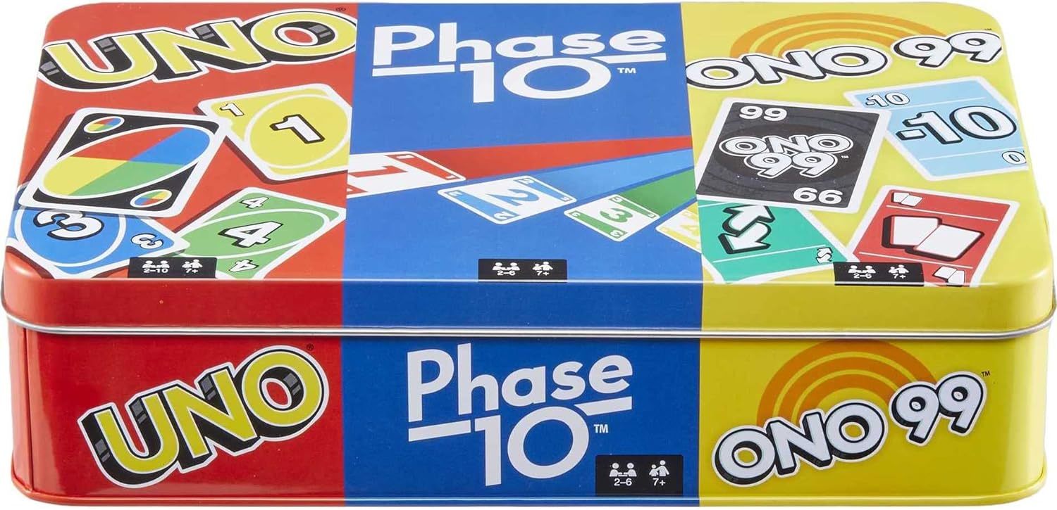 Set of 3 Games with UNO Phase 10 ONO 99 Travel Games for Kids Family Night with  - £34.86 GBP
