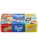 Set of 3 Games with UNO Phase 10 ONO 99 Travel Games for Kids Family Nig... - £34.82 GBP