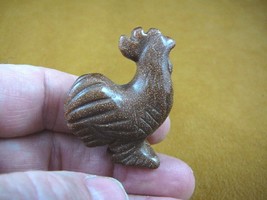 (Y-CHI-RO-553) ROOSTER game bird hen gemstone Orange GOLDSTONE carving F... - £11.10 GBP
