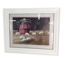 Vintage 1980 Ron Dembosky &quot;Eggs &amp; Basket&quot; Farmhouse 23x19&quot; Wood Framed Print  - £42.20 GBP