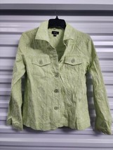 ANALOGY Women&#39;s Jean Style Embroidered Hot Green Cotton Jacket PM Western - $20.89