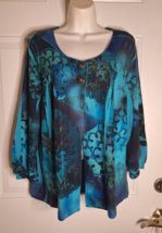 ND New Directions Blue Embellished 3/4 Sleeve Cardigan Sweater Size Large - £16.35 GBP