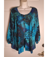 ND New Directions Blue Embellished 3/4 Sleeve Cardigan Sweater Size Large - £16.50 GBP