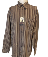 Matinique Men&#39;s James Button Up Striped Woven Shirt XL Brown Multicolore... - $19.53 CAD