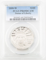 2008-W 1 ML Platine Aigle Preuve Classé Par PCGS Comme PR69DCAM - $57,894.29 MXN
