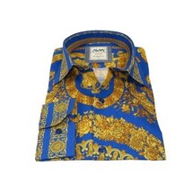 Men's AVM Crystal Shirt Medallion Medusa Cotton Slim Fit 9628-06 Royal Blue image 8