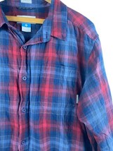 Columbia XL Button Down Shirt Mens Red Blue Plaid Long Sleeve Regular Fi... - $37.22
