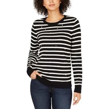 NWT Womens Petite Size Medium PM Charter Club Pearl Accent Striped Knit Sweater - £19.35 GBP