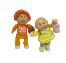 2 VINTAGE 1983 CABBAGE PATCH KIDS POSEABLE PVC DOLLS BOY W FOOTBALL BABY... - $13.30