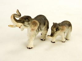 2 Porcelain Elephant Figurines, Mother and Calf, Japanese Bone China, #E... - $19.55