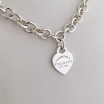 16&quot; Please Return to Tiffany &amp; Co Silver New York 925 Heart Tag Necklace - £393.04 GBP