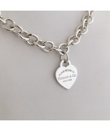 16&quot; Please Return to Tiffany &amp; Co Silver New York 925 Heart Tag Necklace - £399.84 GBP