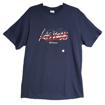 Delta Pro Weight T-Shirt Navy Blue Las Vegas Stripe Nevada Embroidered USA Large - $23.74