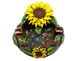 Sunflower 3D Round Ash Tray Cigarette Burner Incense Stick Holder Garden Art Smo - £19.78 GBP