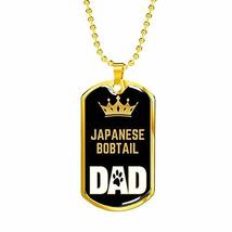 Cat Dad Gift Japanese Bobtail Cat Dad Necklace Stainless Steel or 18k Gold Dog T - £36.36 GBP