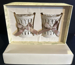 New Lenox Great Giftables Pierced Ribbon Votives Boxed Set - Porcelain -MSRP $50 - £22.05 GBP