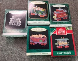 Hallmark Ornament Noel R.R. Locomotive + 4 Train Cars 1989-1998 - $34.87