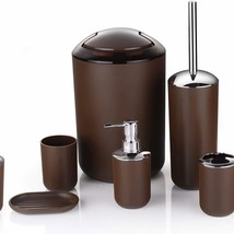 6 Pcs Plastic Bathroom Accessory Set Brown - $1,337.81 MXN