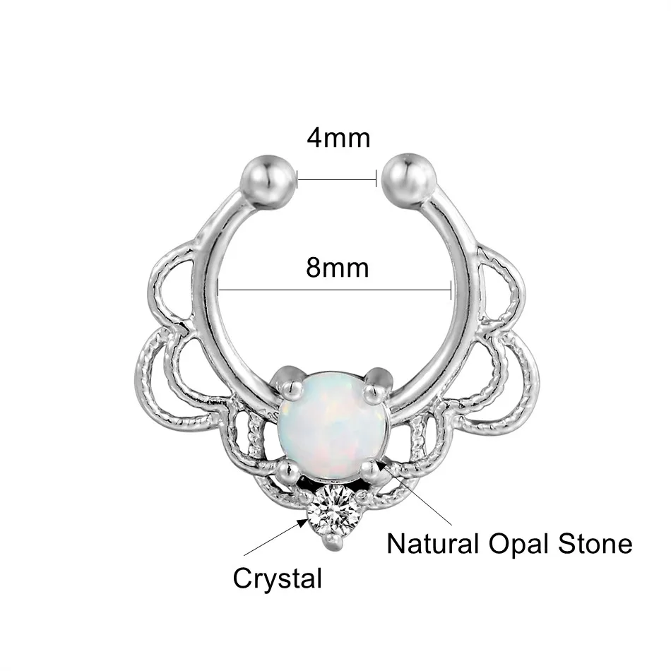 House Home G23titan Opal A Nose Ring Silver Color Crystal Septum Nose Hoop Ring  - £19.91 GBP