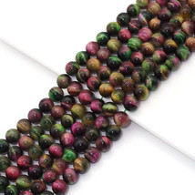 High-Quality Red Green Tiger Eye - 6/8/10/12mm Round Smooth Beads - Sku#UA305 - £7.99 GBP+