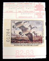 Tennessee Resident Migratory Waterfowl Hunting License 1982 Canada Goose - £14.88 GBP