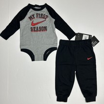 Nike My First Season Long Sleeve Bodysuit &amp; French Terry Joggers Outfit ... - £17.54 GBP