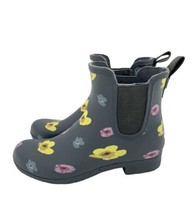 Chooka Flower Rubber Pull On Waterproof Chelsea Rain Boots Grey SZ 6 New SH15 - $49.00