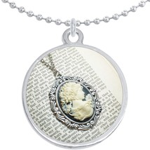 Cameo Book Round Pendant Necklace Beautiful Fashion Jewelry - $16.88