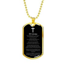 Express Your Love Gifts Lord&#39;s Prayer Russian Dog Tag Stainless Steel or 18k Gol - £34.99 GBP