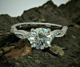Engagement Twisted Shank Promise Ring 2.25Ct Moissanite 14K White Gold Size 5.5 - $253.89