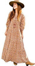 Pink Chicken Indira Maxi Dress Size-L Brown Goa Floral - $119.97