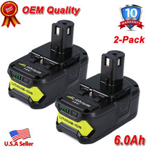 2Pc 6.0Ah P108 18V Lithium-Ion Battery One+Plus High Capacity Cordless - £64.03 GBP