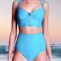 $148 Miraclesuit Bikini Top 10 Jade Underwire FNT Zip Long Line Adjustab... - $39.35