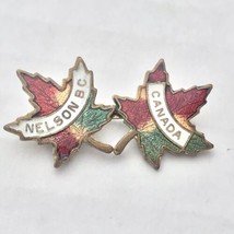 Nelson BC Canada Autumn Maple Leaf Multi Color Metal Vintage Pin - $12.88