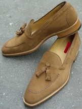 Handmade Men Oxford Tassels Shoes, Men Brown Suede formal loafer shoes - £111.55 GBP