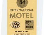 International Motel Business Card Sault Ste Marie Michigan Mileage Chart  - £7.76 GBP