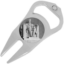 Abraham Lincoln Statue Golf Ball Marker Divot Repair Tool Bottle Opener - £9.24 GBP