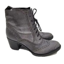 Leuie P Wingtip Gray Leather Italian Women&#39;s Ankle Boots 38 US Size 7.5 - £43.51 GBP
