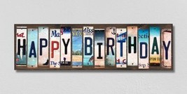 Happy Birthday License Plate Tag Strips Novelty Wood Signs - £43.68 GBP