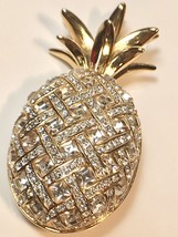 3Ct Round  Moissanite Pineapple Wedding Brooch 14k Yellow Gold Plated - £174.05 GBP