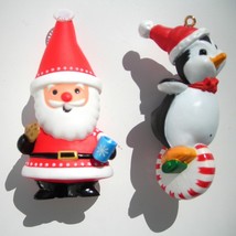 lot 2 Hallmark Christmas ornaments 2008 Santa Cookies Cocoa 1988 Penguin... - $8.89