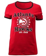 NWT NBA Atlanta Hawks Womens&#39; Size Small Red &quot;Ringer&quot; Short Sleeve Tee S... - £11.80 GBP