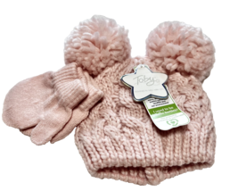Newborn Hat Mittens Pink Baby Girl Toby Very soft Recycled Material - £7.74 GBP