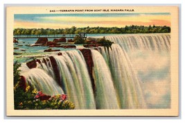 Terrapin Point  from Goat Isle Niagara Falls New York NY UNP Linen Postcard N25 - £1.51 GBP