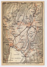 1910 ORIGINAL ANTIQUE MAP OF VICINITY OF RIVA DEL GARDA ARCO ITALY AUSTRIA - $18.22