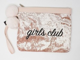 No Boundaries Large Pink Velvety Girls Club Wristlet Purse - £13.11 GBP