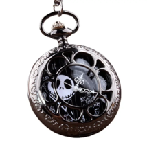 Black Skeleton Nightmare Before Christmas Pocket Watch w/ Chain - New - £23.59 GBP