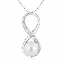 ANGARA Freshwater Pearl and Diamond Infinity Pendant in 14K Gold - £1,171.63 GBP