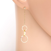 Gold Tone Earrings with Sparkling Crystals &amp; Dangling Circles - £21.64 GBP