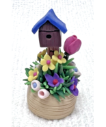 Birdhouse w Flowers &amp; Blue Roof ELAYNE WATRUS SCULPTURE Coynes &amp; Company... - €20,76 EUR